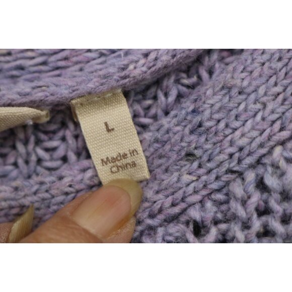 Soft Surroundings Boat Neck Purple Sweater-Large-Button Up Sleeves-Wool & Silk - Picture 7 of 13